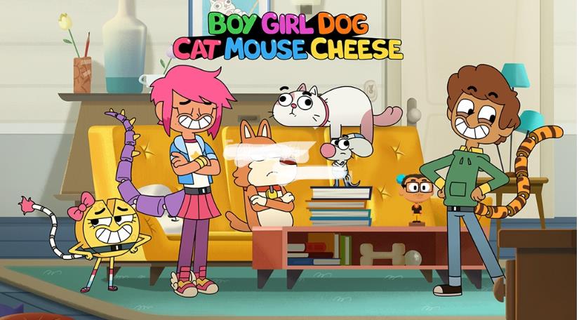 《Boy Girl Dog Cat Mouse Cheese 怪诞一家》全三季共129集，1080P高清视频带英文字幕，百度网盘下载！